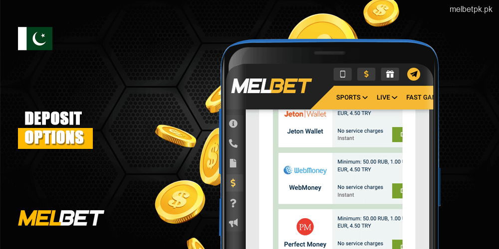 Melbet Deposit Options in Pakistan