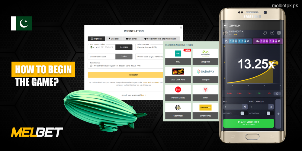 To start playing the Zeppelin crash game at Melbet Pakistanis should register, make a deposit, find the game in the casino section, learn the rules and place a bet