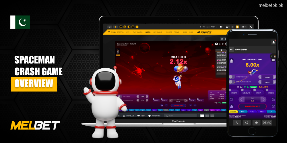 Spaceman Melbet game allows you to choose your bet size, launch an astronaut into space and get payouts of up to 5000x odds until the rocket falls or the maximum win is reached