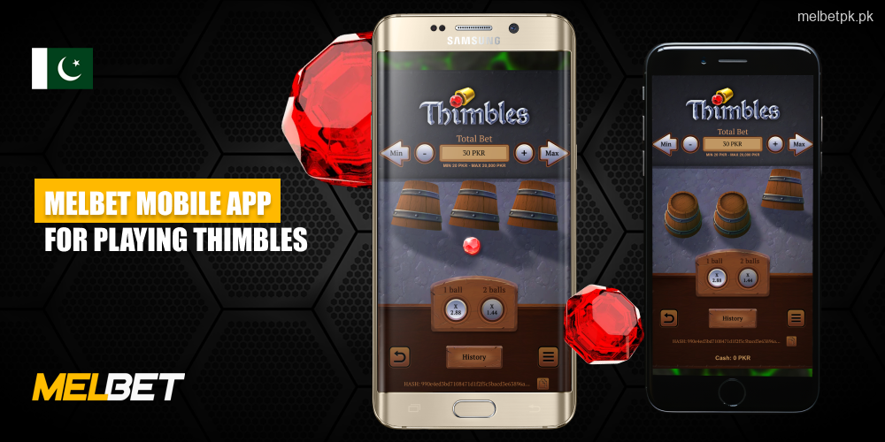 Melbet's mobile app for iOS and Android allows you to play Thimbles and other casino games anywhere you like
